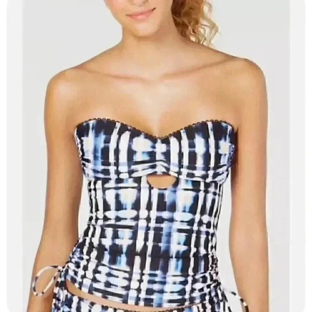 New with tags Lucky Brand Women's Solstice Canyon Printed Bandeau Tankini Top